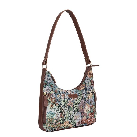 Botanical Pattern Tapestry Fabric Hobo Bag For Women | Shoulder Sling Bag - Picture 8 of 9